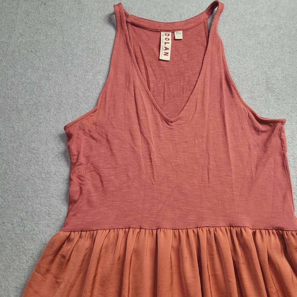 Dolan Left Coast Collection Mixed Media Tank Dress Rose Terracotta V-Neck Small - Picture 6 of 11